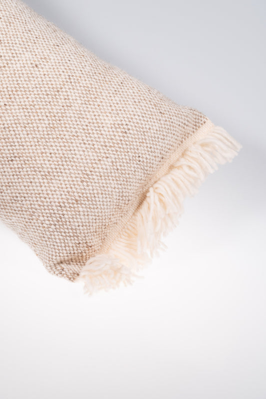 Coussin 100% laine taupe & beige #2